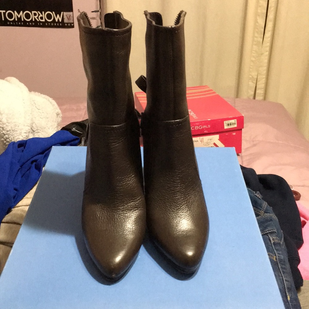 Brown heeled booties
